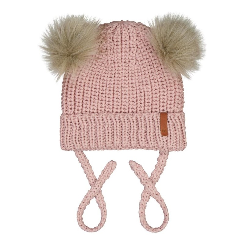 vauvan villahattu rosa vaaleanpunainenhattu 2 pom pom metsola  tupsuhattu