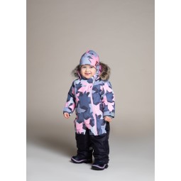 lenne toppapuku vaaleanpunainen tähtikuvio lämmin karvahuppu jalkalenkit säänkestävä