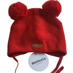 Metsola merinovillainen lämmin hattu. punainen nauhahattu alennuksessa